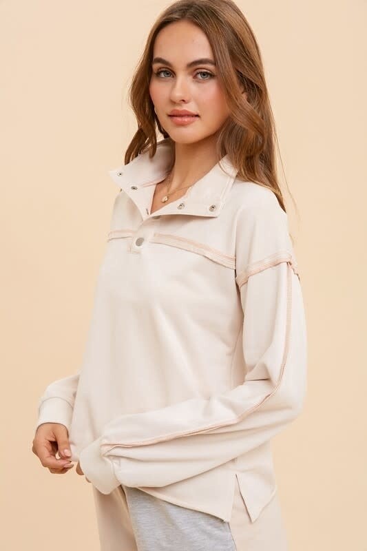 Marie  Snap Button Down  Sweatshirt