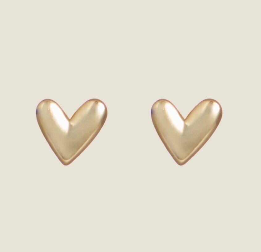 Nickel &amp; Suede | Gold Sweetheart Studs