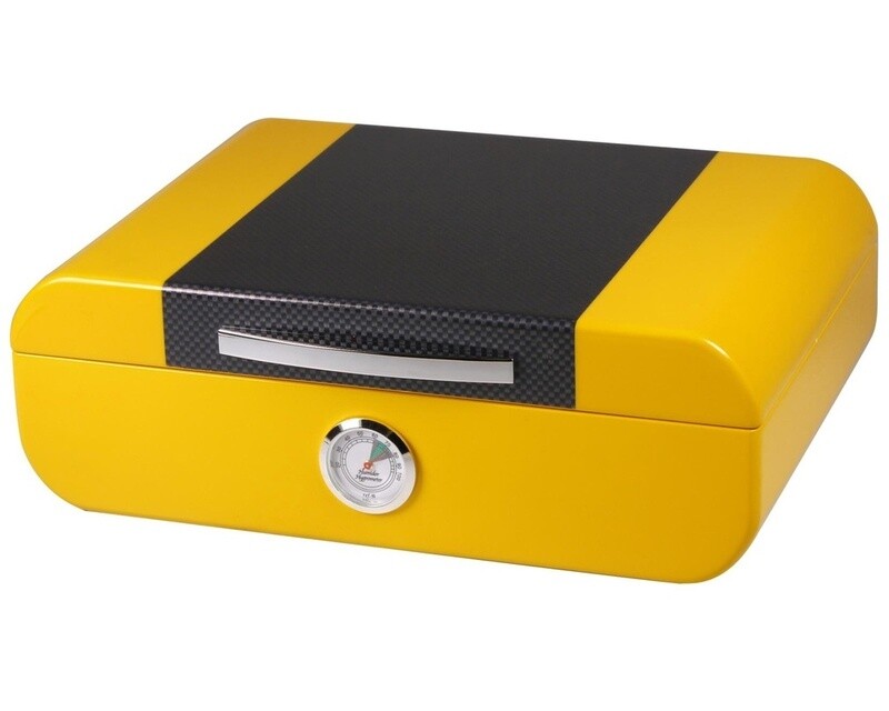 Humidor Yellow Carbon Glossy  25 cigars/ Black Carbon Glossy 25 cigars