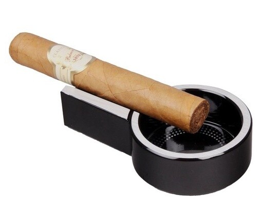 Asbak Sigaar Metaal Zwart 11cm