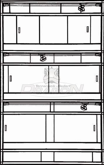 Standard aluminum terrarium rack 3 high WDH 130x60x230cm