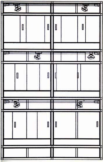 Standard aluminum terrarium rack of 6 terrariums WDH 130x60x230cm