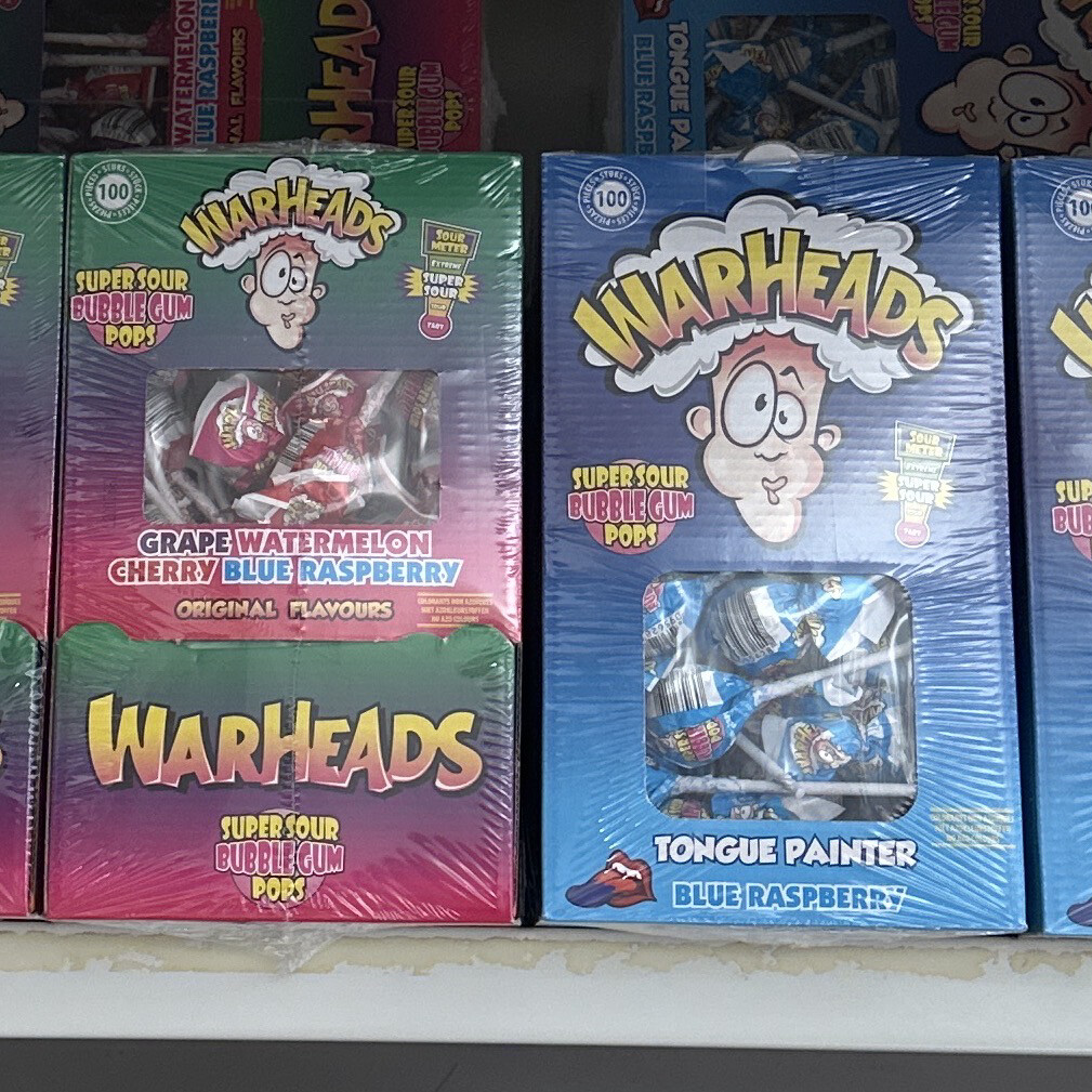 Warheads bubblegum Pops All falvours