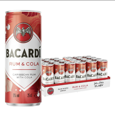 Bacardi Rum &amp; Cola 24 x 250ml