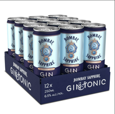 Bombay Sapphire Blue Gin &amp;Tonic 25CL X 12