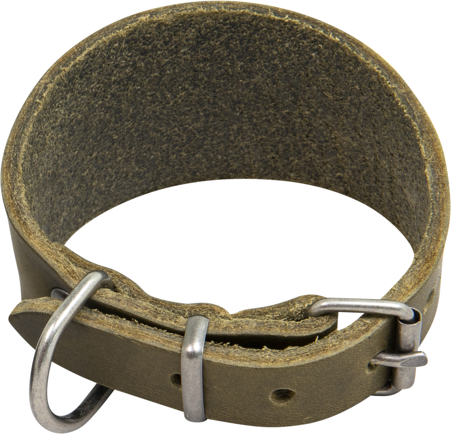 Galgo leather halsband olijf Art. Nr. 00224