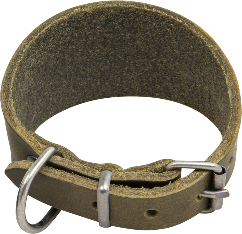 Galgo leather halsband olijf Art. Nr. 00224