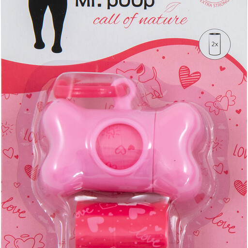 Mr. POOP LOVE Nano Houder Roze + 2 rolletjes Roze Art. NR. 00522