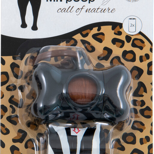 Mr. POOP SAFARI Nano houder zwart + 2 rolletjes Safari Art. Nr. 00523