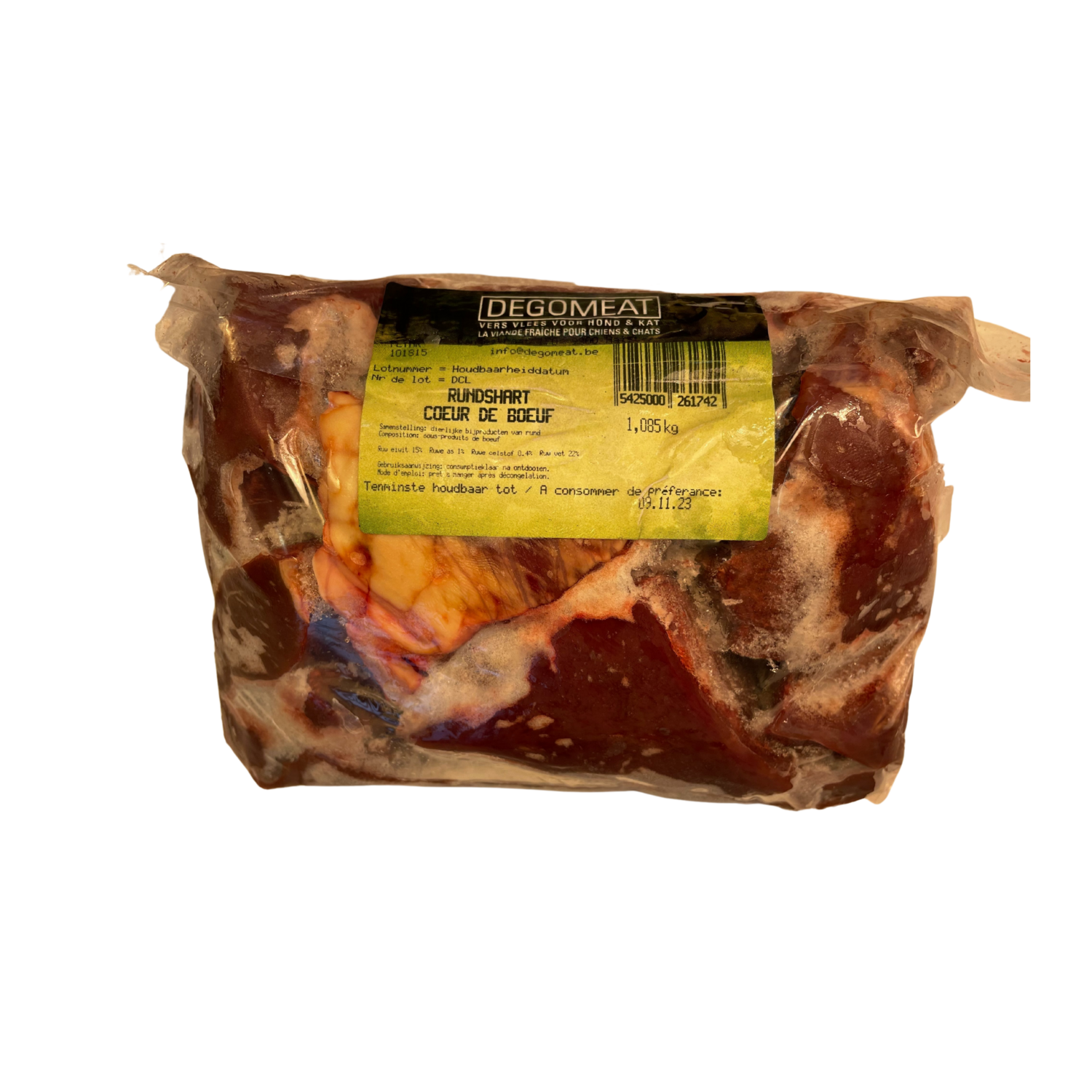 Degomeat Rundshart blokjes 1kg Art. Nr. 00721