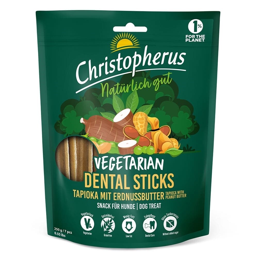 Christopherus Dog Dental Stick Vegetarian Tapioca with Peanut Butter 250gr Art. Nr. 00976