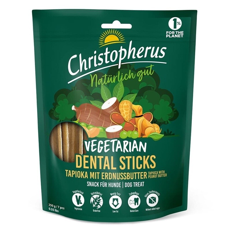 Christopherus Dog Dental Stick Vegetarian Tapioca with Peanut Butter 250gr Art. Nr. 00976