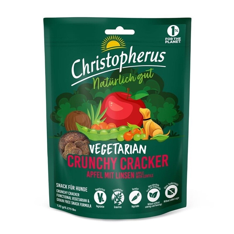 Christopherus Dog Chrunchy Cracker Vegetarian Apple with Lentils 125gr Art. Nr. 00978