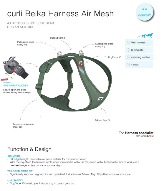Curli All New Belka Comfort Harness Moss Art. Nr. 01102