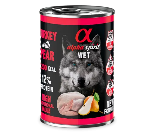 Alpha Spirit Can Turkey with pear dog 400g Art. Nr. 00496