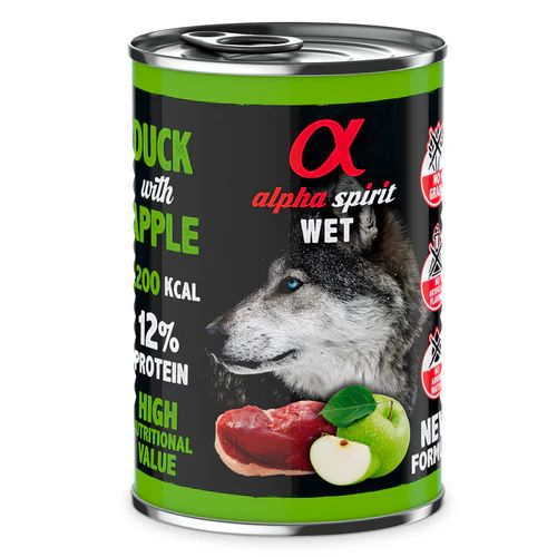 Alpha Spirit Can Duck with apple dog 400g Art. Nr. 00481