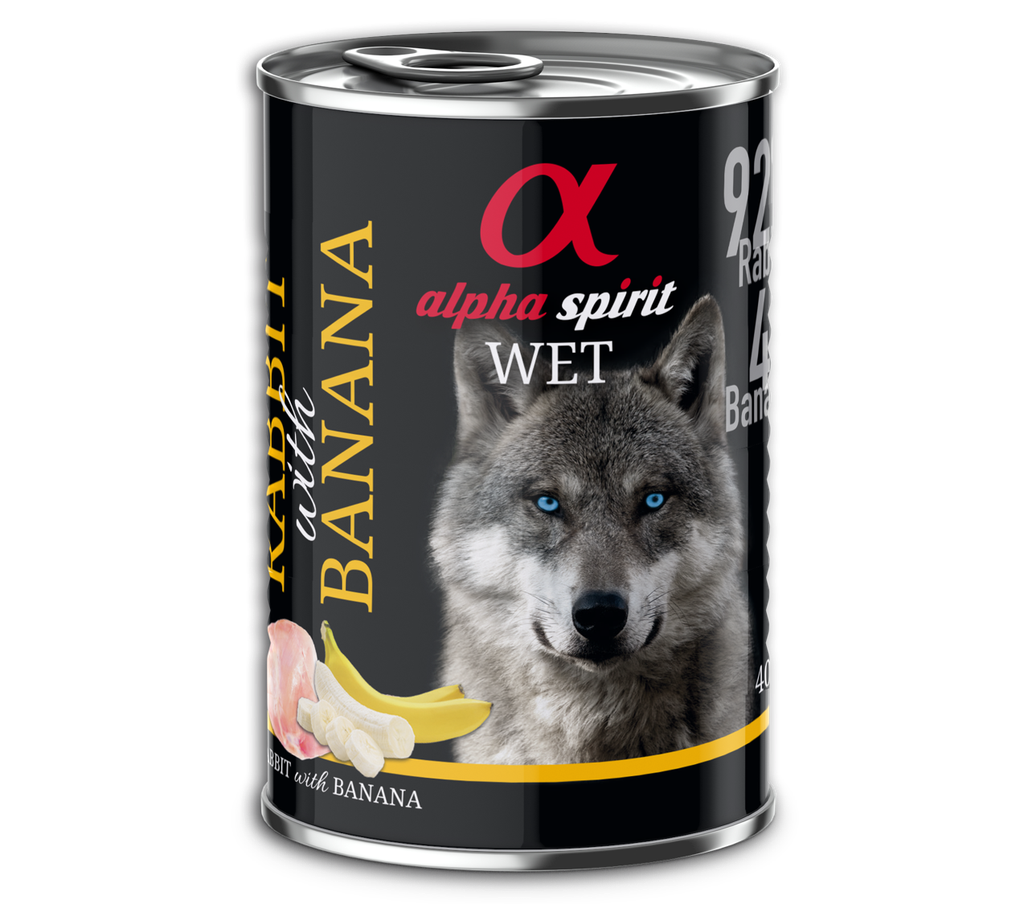 Alpha Spirit Can Rabbit with banana dog 400g Art. Nr. 00546