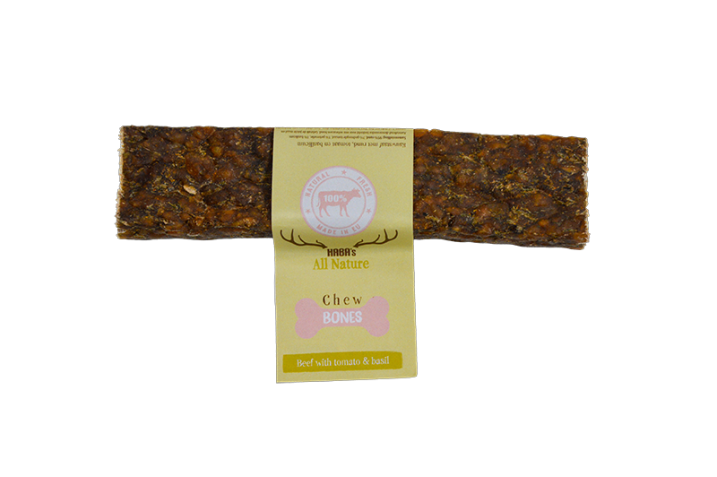 HAB Chewstic-kauwstaaf Rund met gedroogde tomaat. Art. Nr. 00274