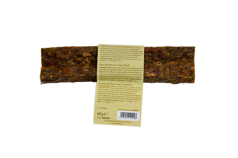 HAB Chewstic-kauwstaaf Rund met gedroogde tomaat. Art. Nr. 00274