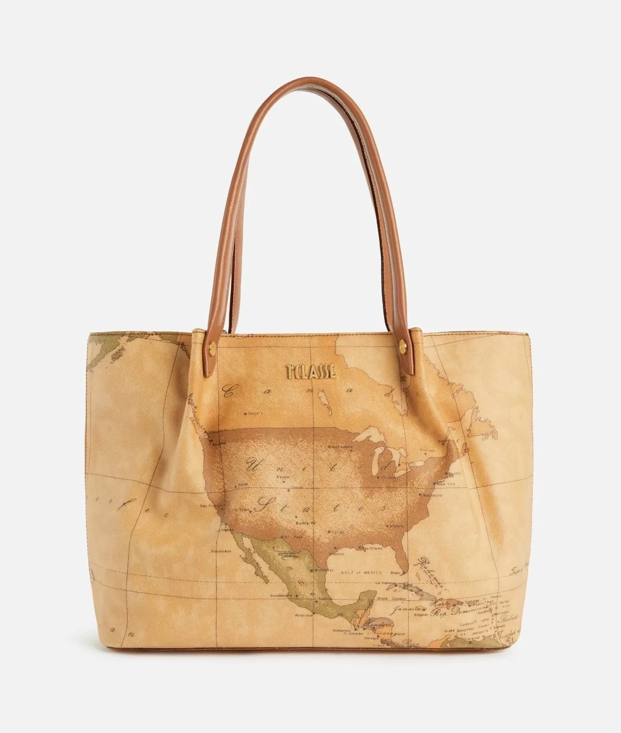 Borsa shopping in tessuto stampa Geo Classic Naturale