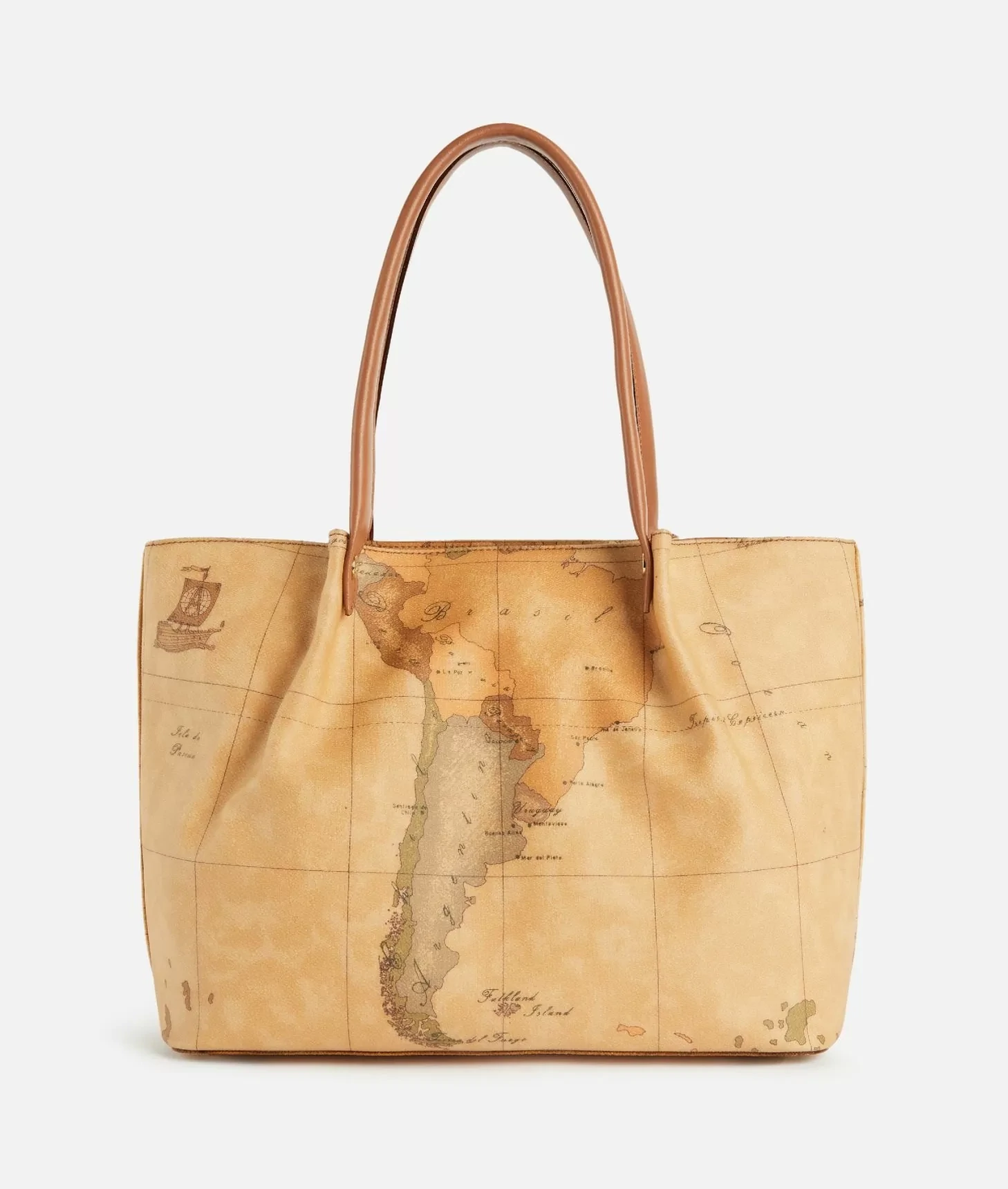 Borsa shopping in tessuto stampa Geo Classic Naturale