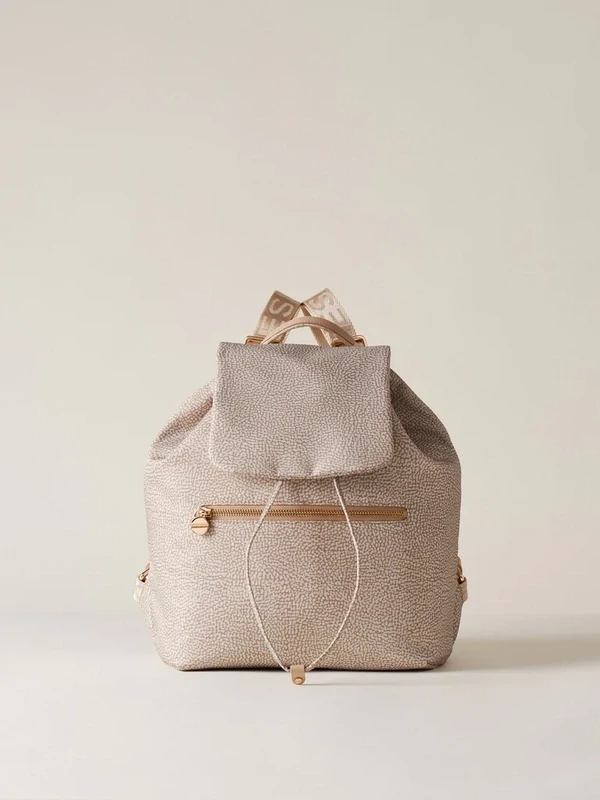 ECO LINE MEDIUM  ZAINO DI NYLON OP RICICLATO E PELLE - SAND