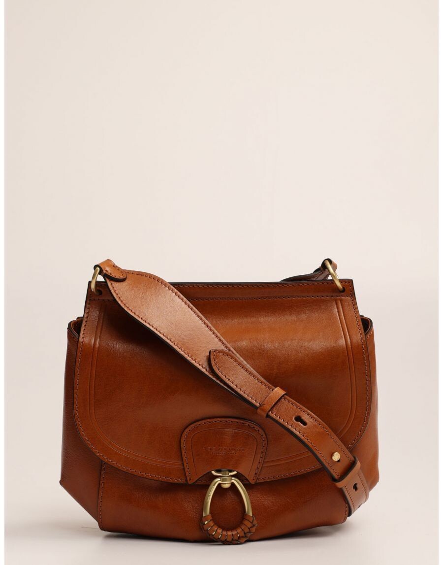 Borsa a tracolla grande con patta The Bridge - Cognac