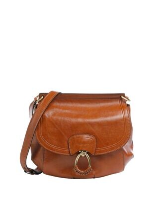 Borsa a tracolla piccola con patta The Bridge - Cognac