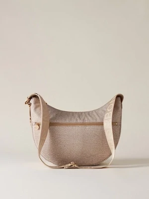 LUNA BAG MIDDLE Hobo di Nylon OP riciclato e Pelle - SABBIA