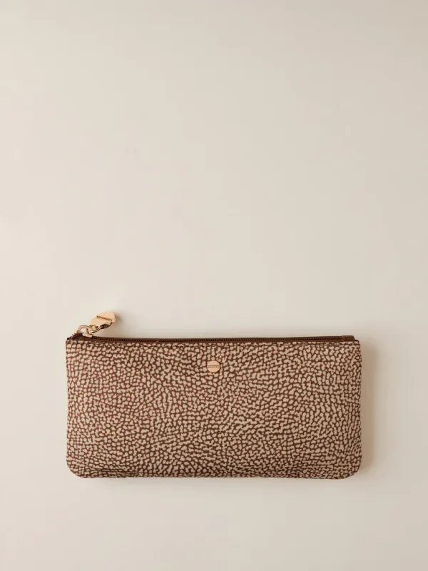 BUSTA PORTADOCUMENTI BUSTA DI NYLON OP RICICLATO E PELLE- BEIGE MARRONE