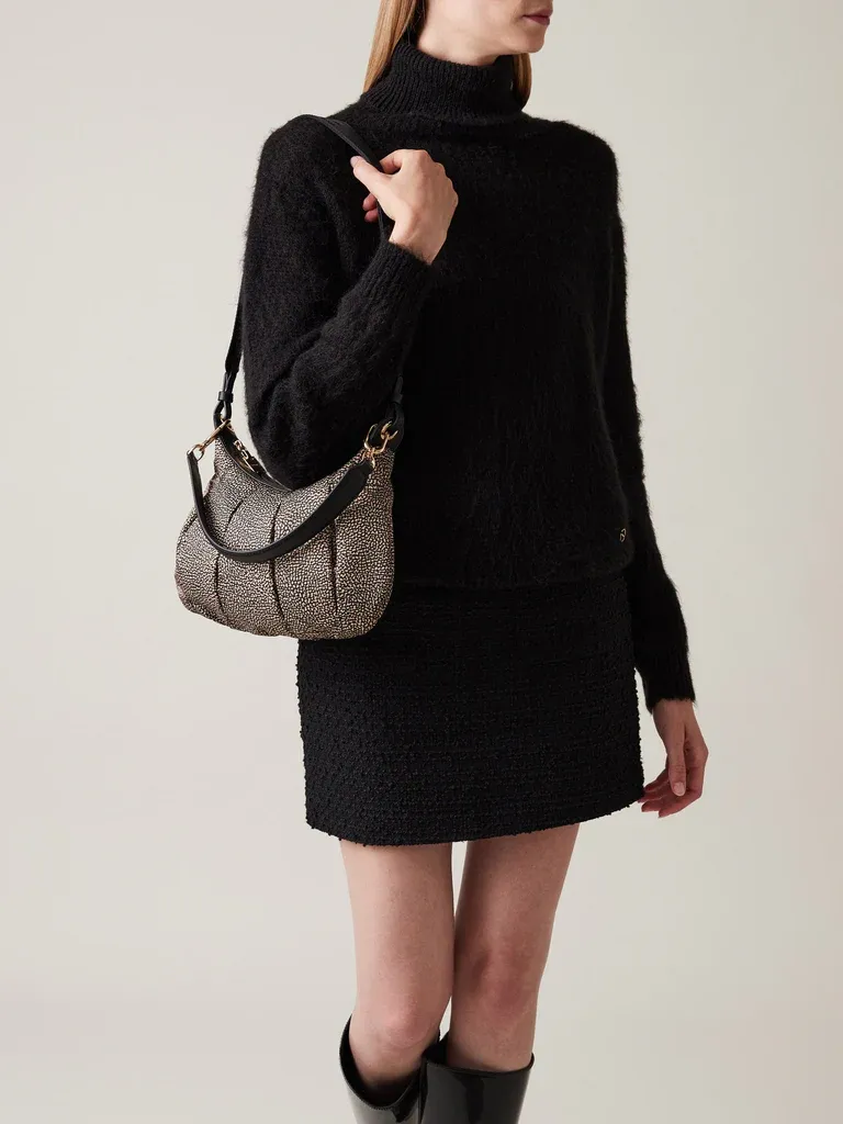 CROISSANT HOBO SMALL- NATURAL BLACK