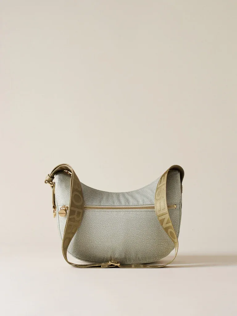 LUNA BAG SMALL  Hobo di Nylon OP riciclato e Pelle - KAKI