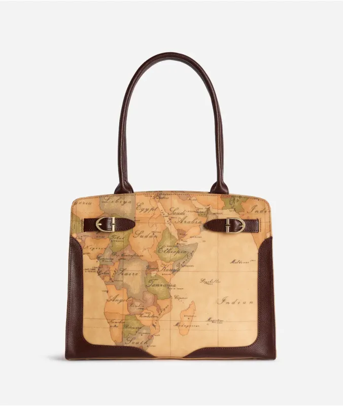 Valley Geo borsa shopping Mogano