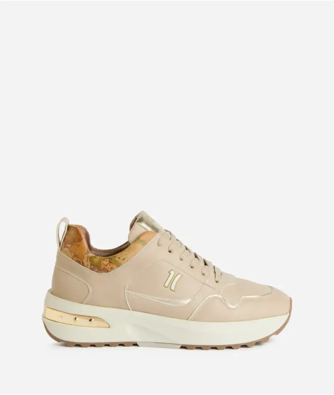 Geo Road sneaker in eco nappa -Beige