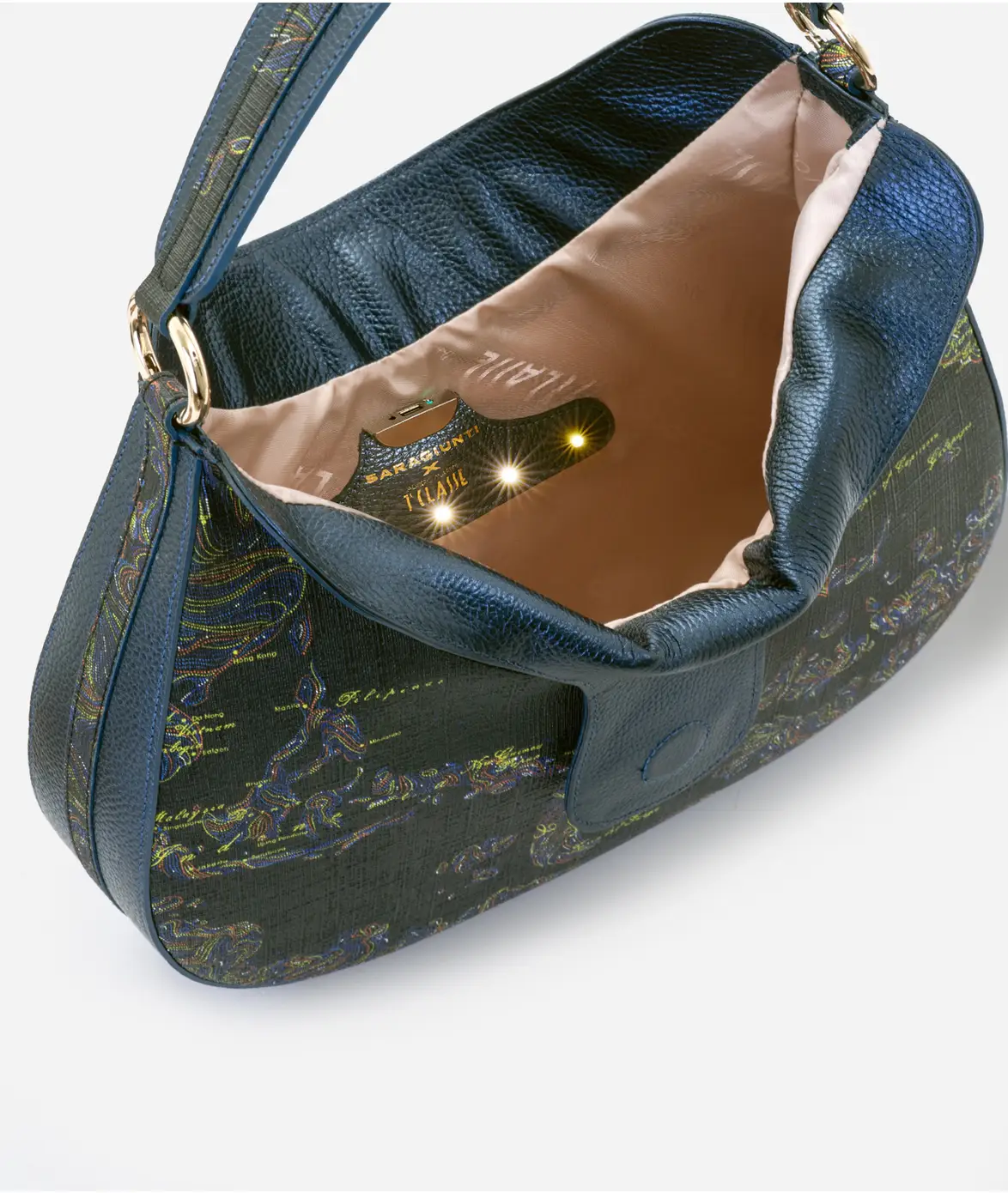 SARA GIUNTI x  1ᴬ Classe sottospalla grande in tessuto stampa Geo Map