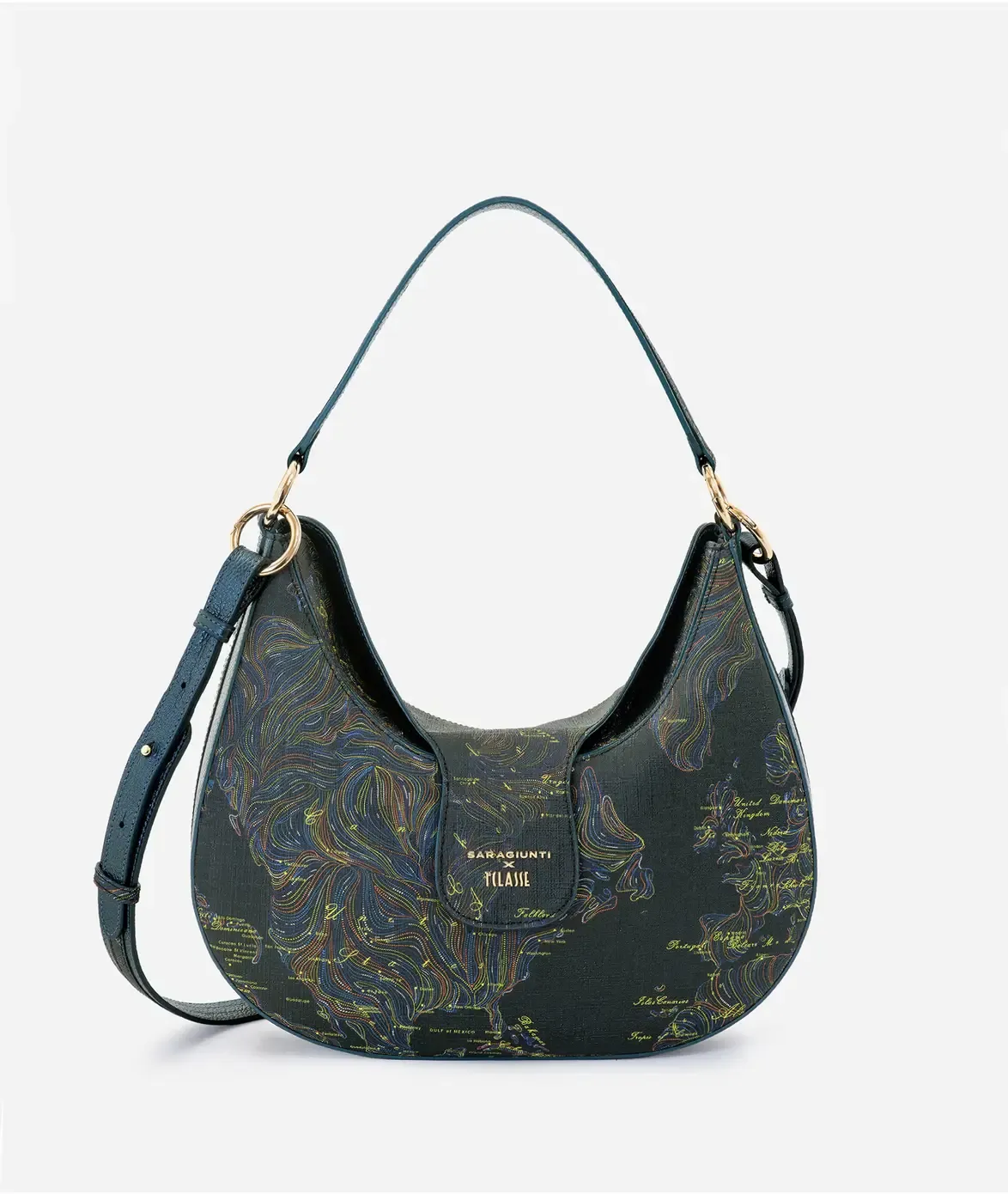 SARA GIUNTI x  1ᴬ Classe sottospalla grande in tessuto stampa Geo Map