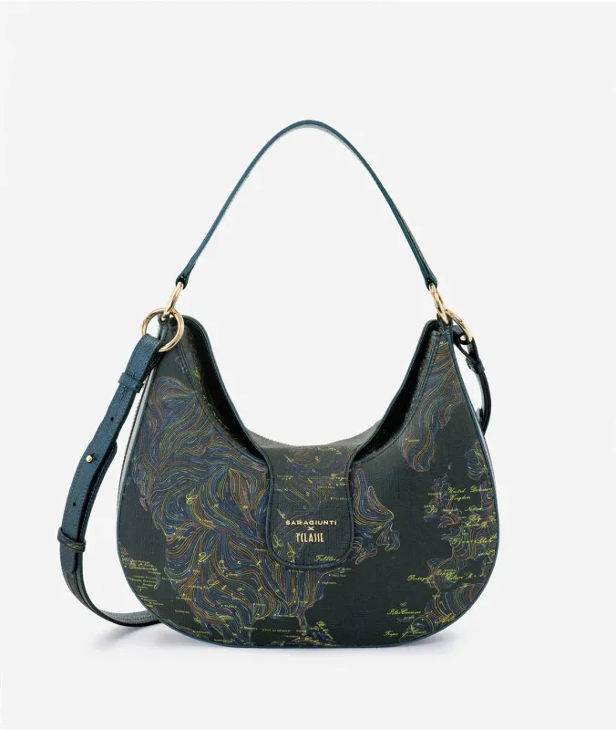 SARA GIUNTI x  1ᴬ Classe sottospalla grande in tessuto stampa Geo Map