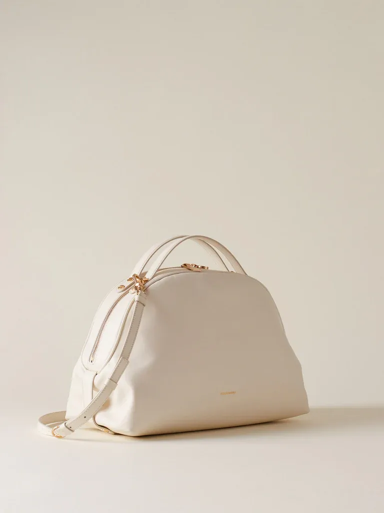 BAULETTO IN PELLE MEDIUM  WHITE COTTON
