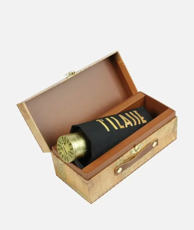 OMBRELLO MINI LOGO GEO NERO CON  CONFEZIONE