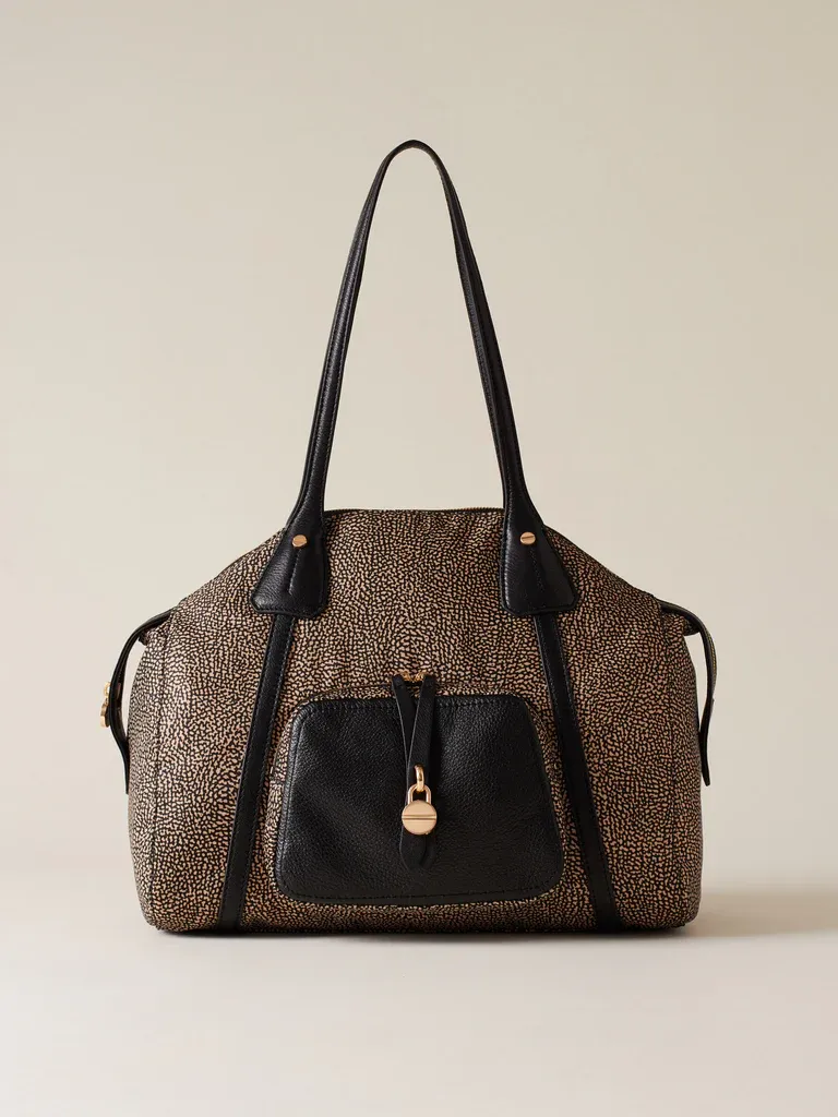 POCHE SHOPPING BAG MEDIUM- NATURALE NERO