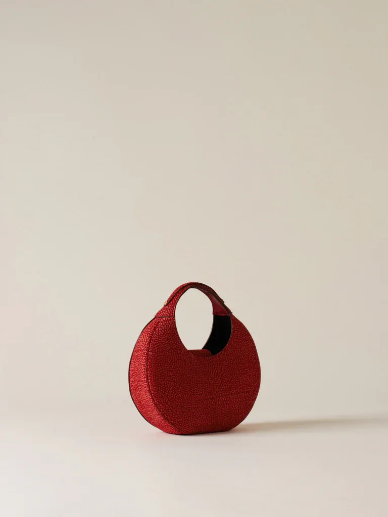 FULL MOON BORSA MINI  a mano in camoscio op - Rosso
