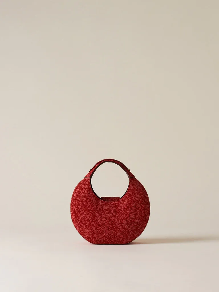 FULL MOON BORSA MINI  a mano in camoscio op - Rosso