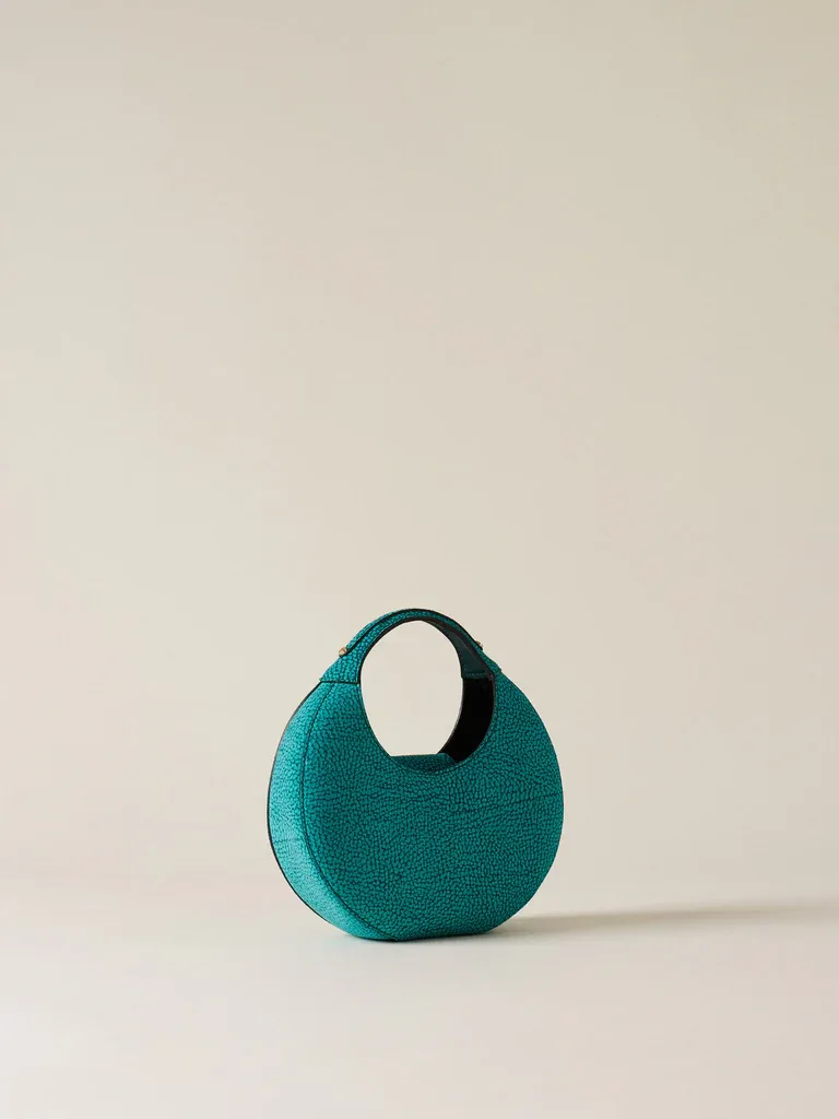 FULL MOON BORSA MINI  a mano in camoscio op - Emerald