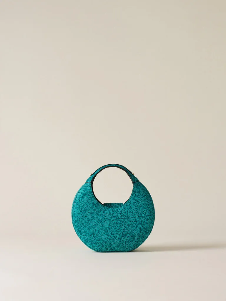 FULL MOON BORSA MINI  a mano in camoscio op - Emerald