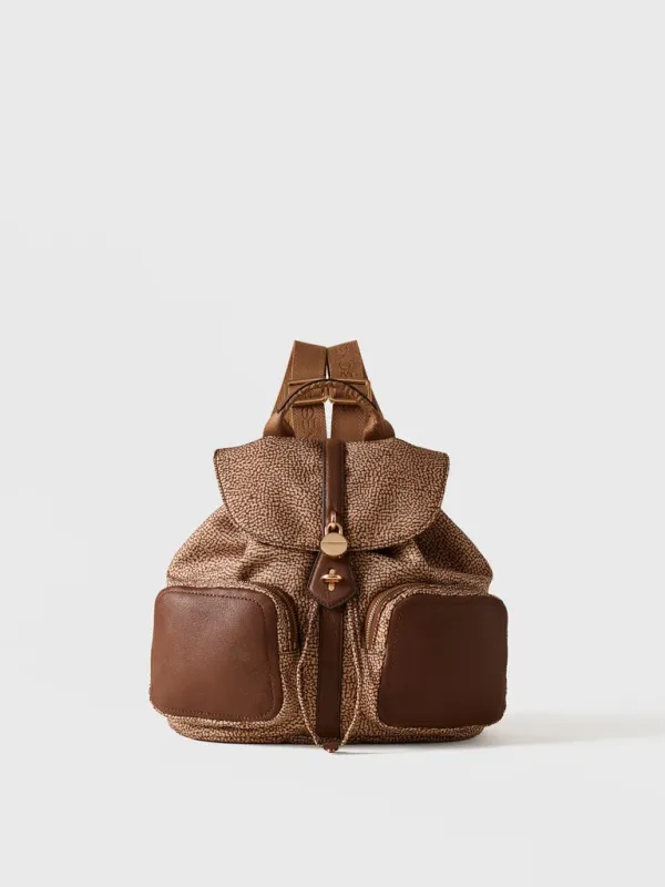 POCHE ZAINO BEIGE/ MARRONE
