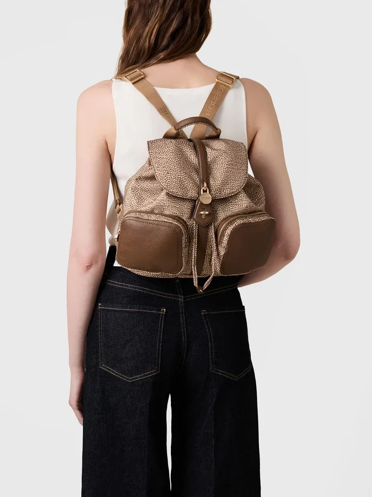 POCHE ZAINO BEIGE/ MARRONE