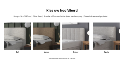 Flow pocket elektrische 1-persoons boxspring - hoofdborden