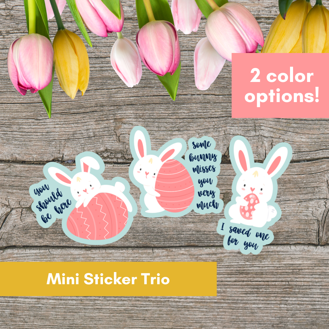 Easter Bunny Words MINI STICKER Trio—Baby Loss Remembrance (matte scrapbooking sticker set)