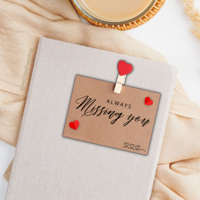 ALWAYS Missing You; brown kraft paper note with hearts—Baby Loss Remembrance (sticker)