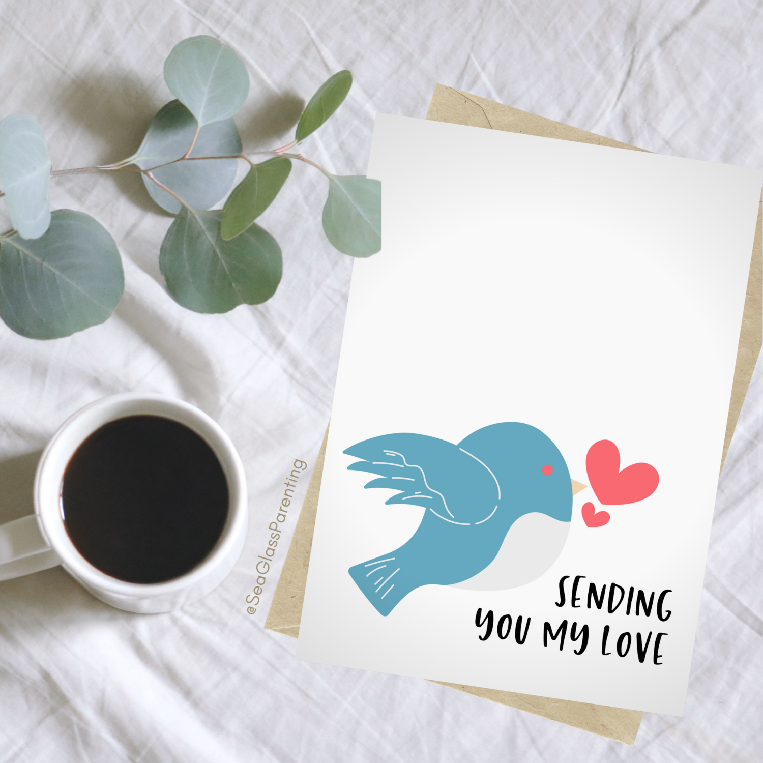 Sending you my love with bird—Grief and loss support (greeting card)